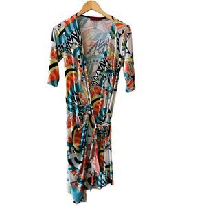 Melissa Masse Multicolored Printed Wrap Dress Size XS